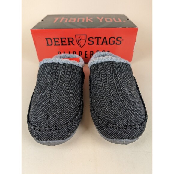 Deer Stags Slipperooz Nordic Slippers Mens 11 M Black Tweed Slip On Shoes NWB - Picture 5 of 11